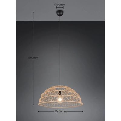 Paulette lampa wisząca 1xE27 czarna, brązowa R36141026
