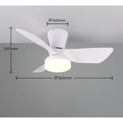 Randers lampa sufitowa wentylator LED 20W 2500lm 2700K-6000K biała R64412131