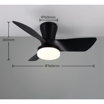 Randers lampa sufitowa wentylator LED 20W 2500lm 2700K-6000K czarna R64412132