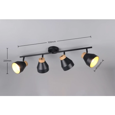 Valentin lampa sufitowa 4xE14 czarna, drewno R81924032