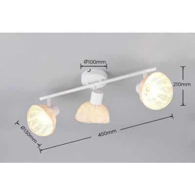 Calvi lampa sufitowa 3xE14 biała, naturalna R86783031
