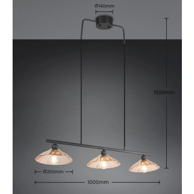 Eluna lampa wisząca 3xE27 czarna R36523032