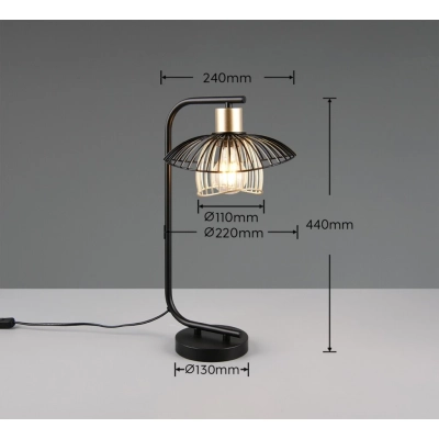 Lauris lampka stołowa 1xE27 czarna R56791032