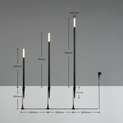 Stick lampa stojąca IP44 LED 3W 330lm 3000K czarna R45853632