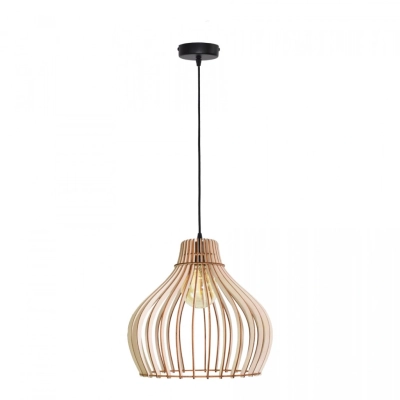 Barrel BEC 380 lampa wisząca 1 x E27 czarna, jasne drewno Temar Lighting