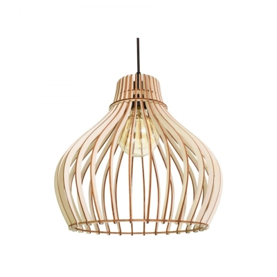 Barrel BEC 380 lampa wisząca 1 x E27 czarna, jasne drewno