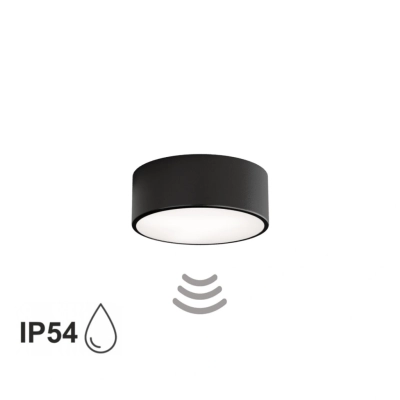 Cleo 200 IP54 lampa sufitowa 1 x E27 czarna z czujnikiem ruchu Temar Lighting