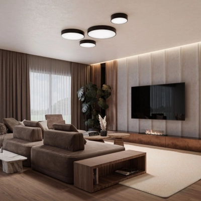 Cleo 300 lampa sufitowa 2 x E27 czarna z czujnikiem ruchu