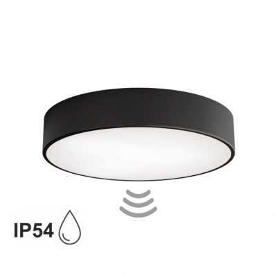 Cleo 400 IP54 lampa sufitowa 3 x E27 czarna z czujnikiem ruchu Temar Lighting