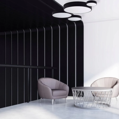 Cleo 800 lampa sufitowa 6 x E27 czarna z czujnikiem ruchu