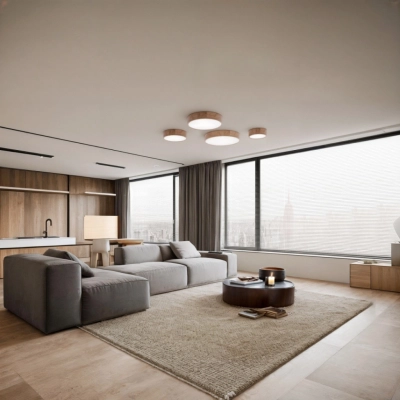 Cleo DR375 lampa sufitowa 3 x E27 dąb z czujnikiem ruchu