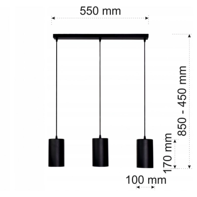 Tube 170 3BL lampa wisząca 3 x E27 czarna