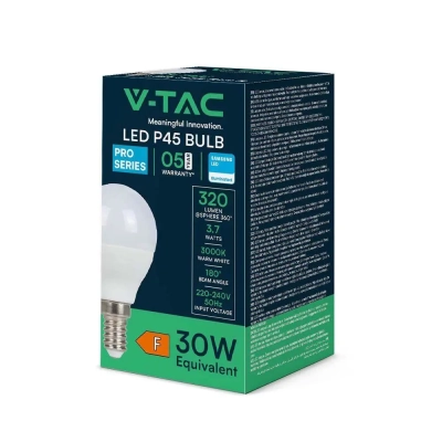 Żarówka LED E14 kulka P45 3,7W 320lm 3000K  VT-1804
