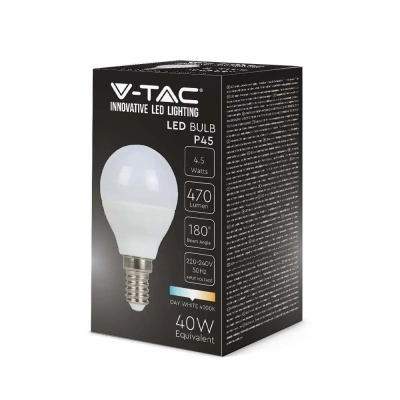 Żarówka LED E14 kulka P45 4,5W 470lm 6500K  VT-1880
