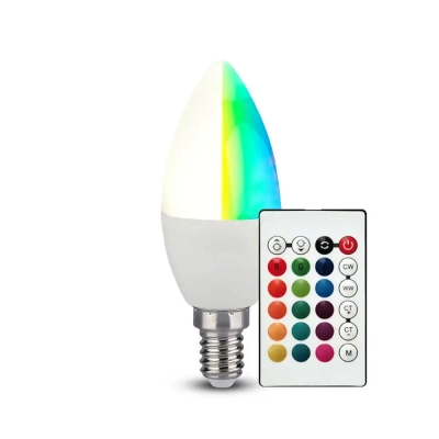 Żarówka LED E14 świeca pilot 4,8W 320lm RGB+4000K  VT-2214-N-1 V-TAC