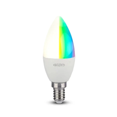 Żarówka LED smart WI-FI E14 świeca  4.8W 450lm RGB+2700K-6400K tuya Alexa Google Home VT-5114-N V-TAC