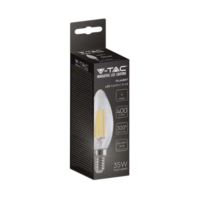 Żarówka LED E14 filament świeca 4W 400lm 4000K  VT-1986