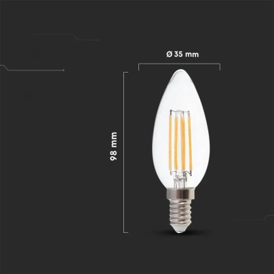 Żarówka LED E14 filament świeca 4W 400lm 4000K  VT-1986