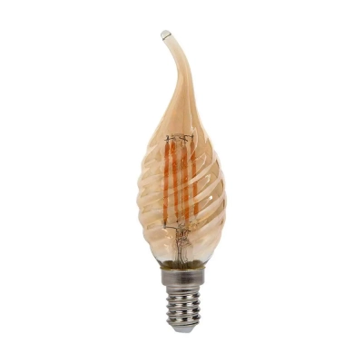 Żarówka LED E14 filament świeca bursztyn płomyk twist 4W 350lm 2200K  VT-1947 V-TAC