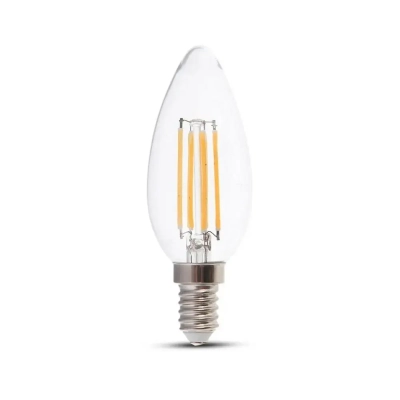 Żarówka LED E14 filament świeca 4W 400lm 3000K ściemnialna VT-2304D V-TAC