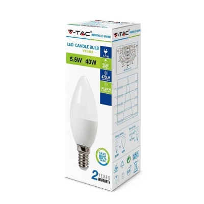 Żarówka LED E14 świeca 5.5W 470lm 6400K  VT-1855