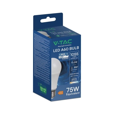 Żarówka LED E27 A60 10,5W 1055lm 6500K  VT-2112