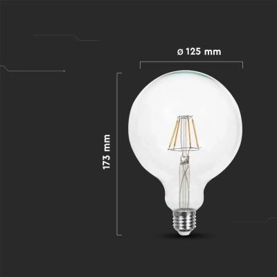 Żarówka LED E27 filament kula glob G125 10W 1055lm 3000K  VT-1979