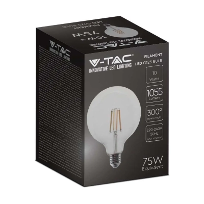 Żarówka LED E27 filament kula glob G125 10W 1055lm 4000K  VT-1979