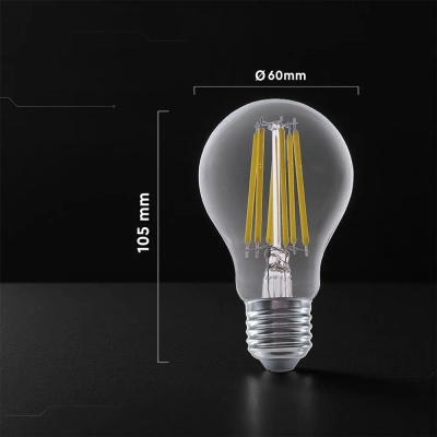 Żarówka LED E27 filament A60 12W 1521lm 6500K (opak. 3szt) VT-2133