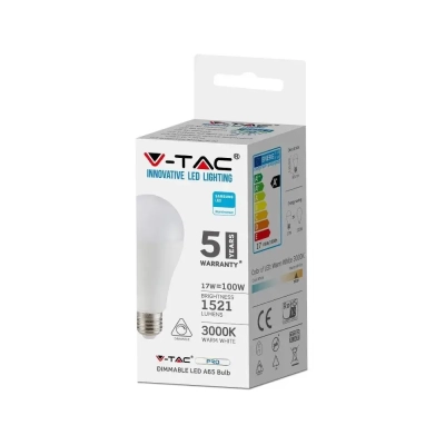 Żarówka LED E27 A65 17W 1521lm 4000K ściemnialna VT-217D