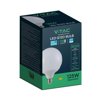 Żarówka LED E27 kula glob G120 18W 2000lm 6500K  VT-288
