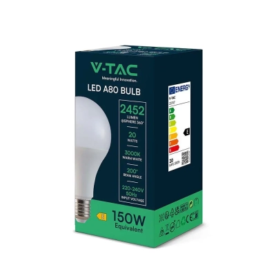 Żarówka LED E27 A80 20W 2452lm 3000K  VT-22022
