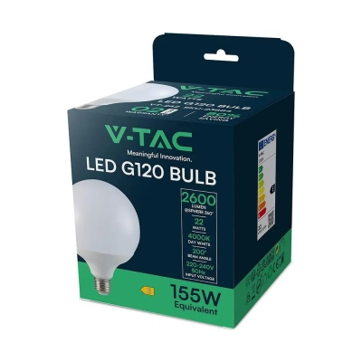 Żarówka LED E27 G120 kula glob 22W 2600lm 4000K  VT-242-N