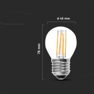 Żarówka LED E27 filament G45 kulka P45 4W 400lm 3000K  VT-1980