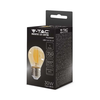 Żarówka LED E27 filament G45 bursztyn 4W 350lm 2200K  VT-1957