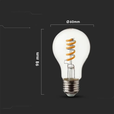 Żarówka LED E27 A60 spiral filament 4W 300lm 3000K  VT-2164-N