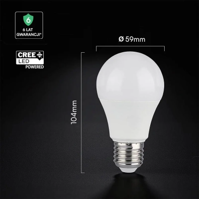 Żarówka LED E27 A60 8,5W 806lm 6500K  VT-2099