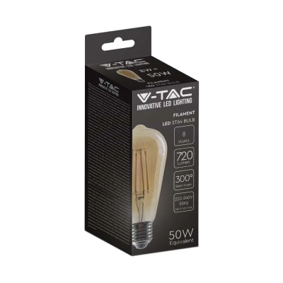 Żarówka LED E27 filament bursztyn vintage ST64 8W 720lm 2200K  VT-1968