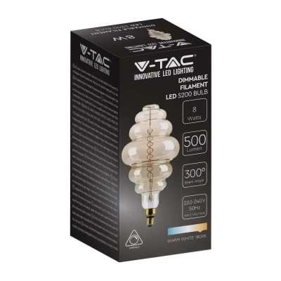 Żarówka LED E27 filament S200 smoky 8W 500lm 2000K ściemnialna VT-218
