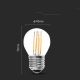 Żarówka LED E27 filament kulka G45 6W 600lm 3000K  VT-2366