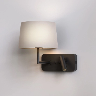 Side by Side Grande USB kinkiet E27 matowy czarny Astro