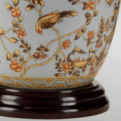 Gold Birds lampa stołowa 1xE27 jasnoniebieska złota