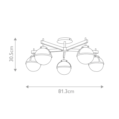 Hollis IP44 lampa sufitowa 5xE14 stary mosiądz