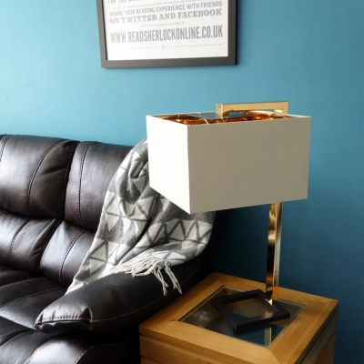Plein lampa stołowa 1xE27 ciemnobrązowa polerowane złoto