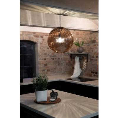 Fengari lampa wisząca 1xE14 108763 antyczny mosiądz, bursztynowa