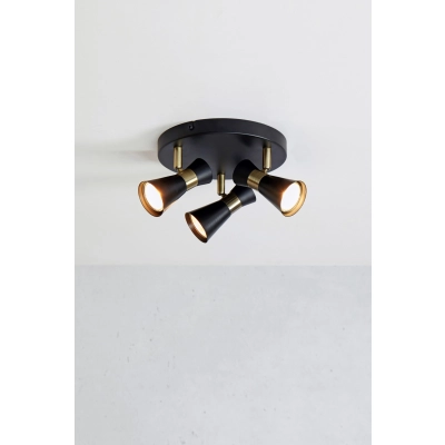 Folie Round lampa sufitowa 3xGU10 108626 czarna, mosiężna