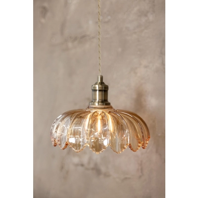 Kurage lampa wisząca 1xE27 108858 antyczny mosiądz, bursztynowa