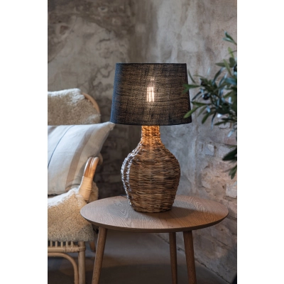 Paglia lampka stołowa 1xE27 108770 naturalne drewno, czarna