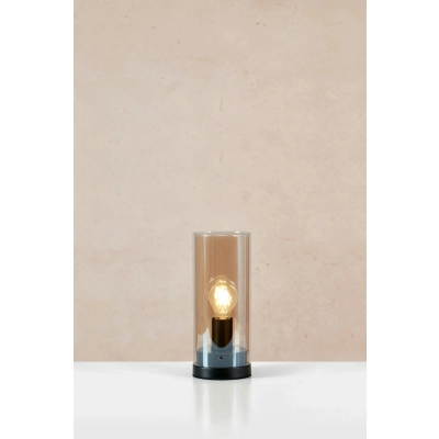 Post lampka stołowa 1xE27 108735 czarna, bursztynowa