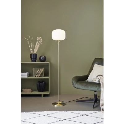 Sober lampa podłogowa 1xE27 108054 szczotkowana mosiądz, biała